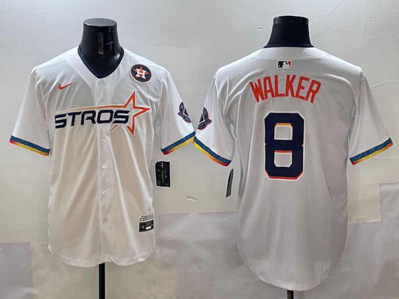 Men Houston Astros 8 Walker White Four generations Joint Name 2025 Nike MLB Jersey style 10